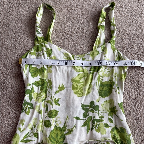 Reformation Hester Green Floral Top cami summer viscose rayon boho blouse size 0 - Picture 11 of 13
